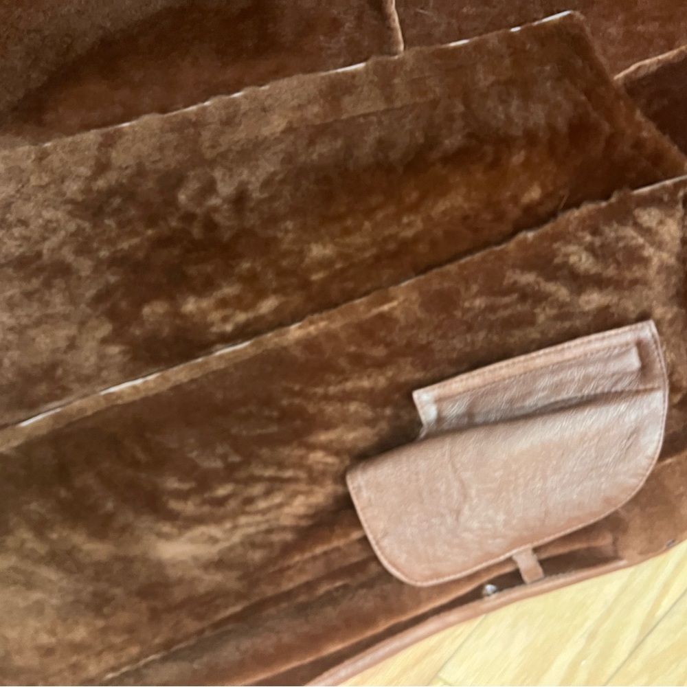 Vintage Brown Fur Trim Trench Coat - Picture 7 of 8